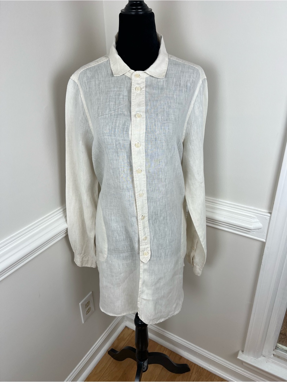 CP Shades White Jackson Linen Tunic Top Shirt Dress in Size S